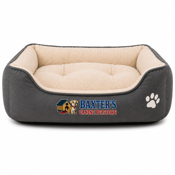 Baxter's Rectangular Dog Bed – Grey & Cream