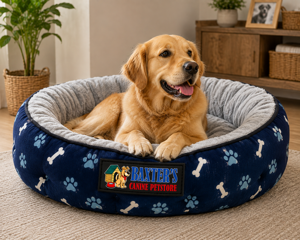 Baxter's Round Donut Dog Bed – Bone Print
