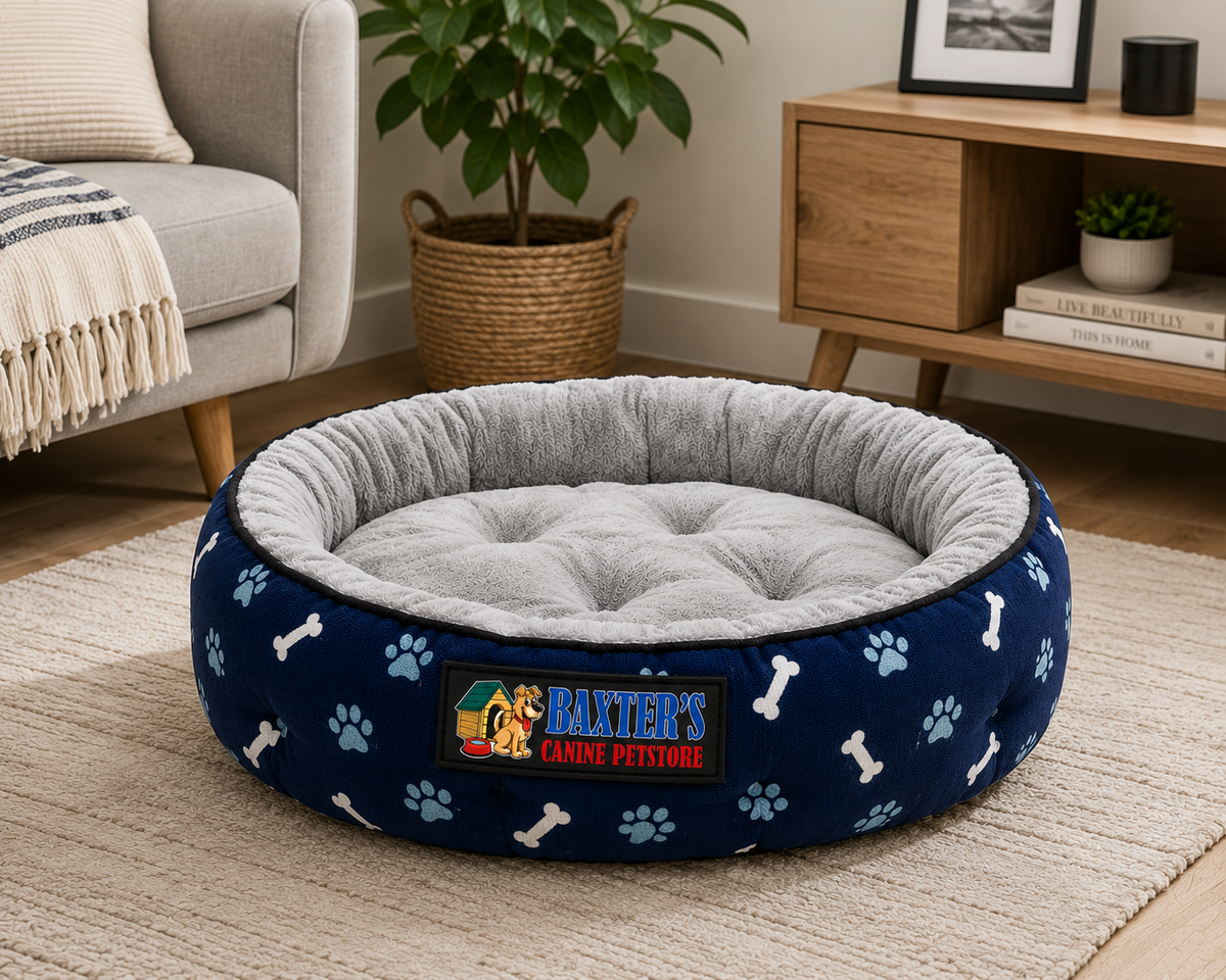 Baxter's Round Donut Dog Bed – Bone Print